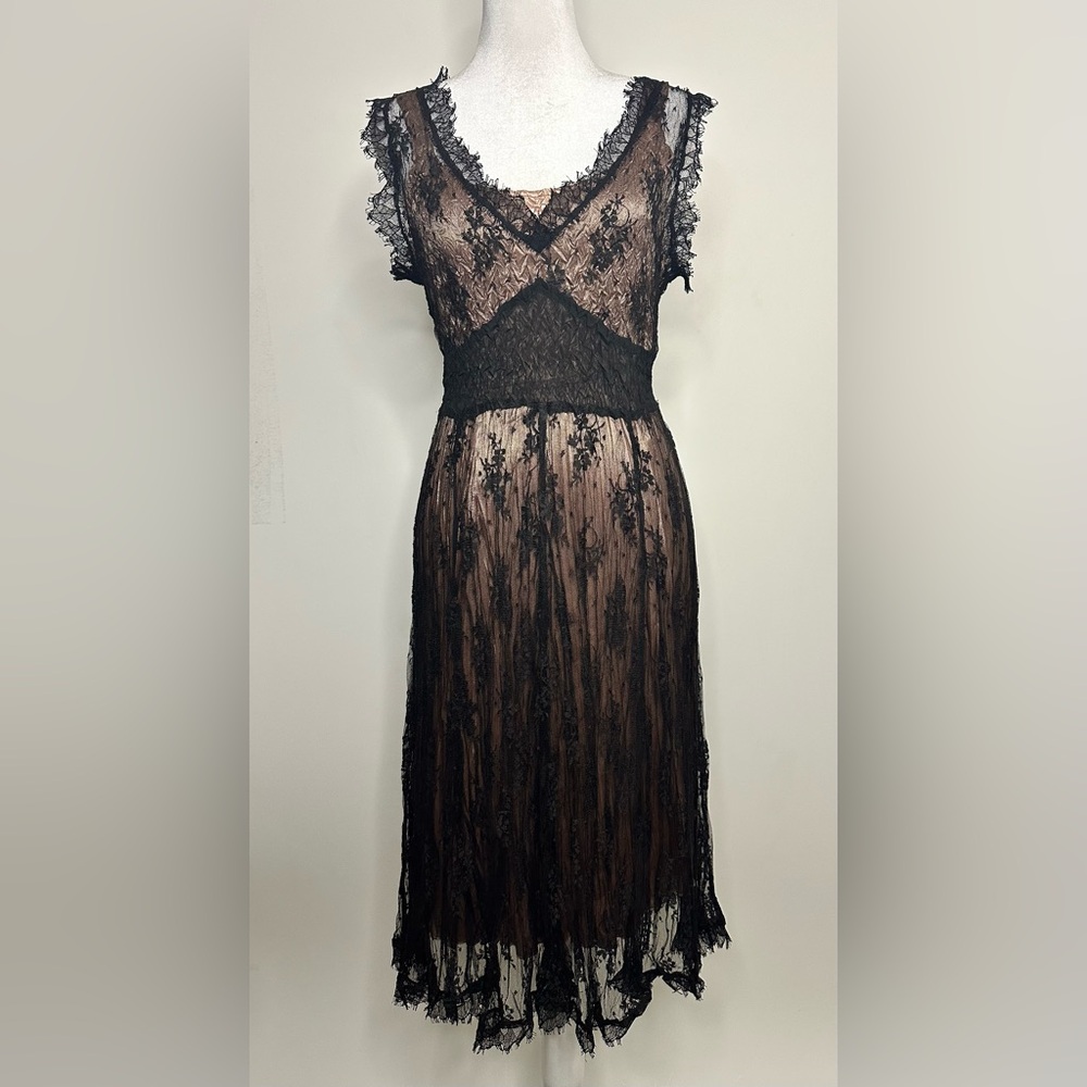 KAMAROV Vintage Romantic Lace Midi Evening Slip Dress Women’s Size Small - Picture 2 of 7